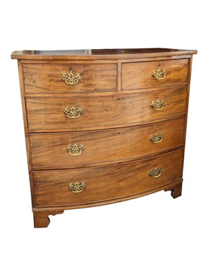 Lot 753 - 19TH CENTURY GEORGE III MAHOGANY BOW FRONT CHEST OF DRAWERS