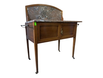 Lot 751 - EDWARDIAN MAHOGANY & MARBLE TOP WASHSTAND
