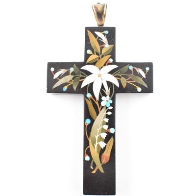 Lot 13 - 19TH CENTURY PIETRA DURA ASHFORD MARBLE CROSS PENDANT