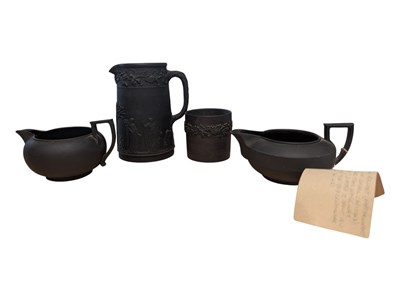 Lot 144 - WEDGWOOD - FOUR EARLY 19TH CENTURY BLACK BASALT STONEWARE PIECES