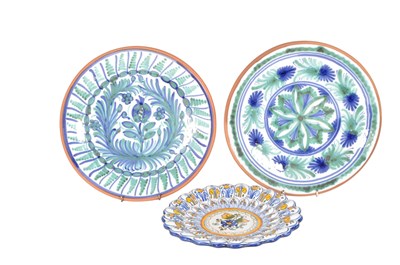 Lot 147 - THREE VINTAGE 20TH CENTURY SPANISH POTTERY PLATES