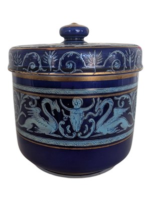 Lot 148 - WEDGWOOD - MID 19TH CENTURY PORCELAIN BISCUIT BARREL / TOBACCO JAR