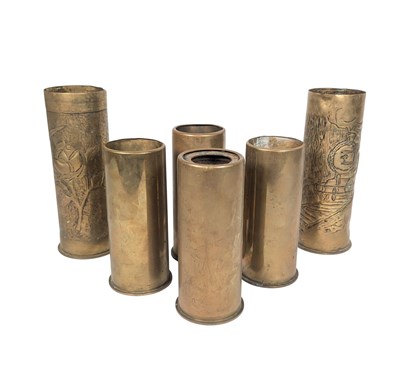Lot 239 - COLLECTION OF BRASS ENGINE STARTING CARTRIDGES & TRENCH ART SHELLS