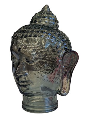 Lot 162 - 20TH CENTURY VINTAGE PRESSED GLASS THAI BUDDHA HEAD / BUST
