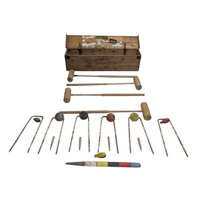 Lot 334 - JAQUES OF LONDON - VINTAGE 20TH CENTURY CROQUET GARDEN GAME