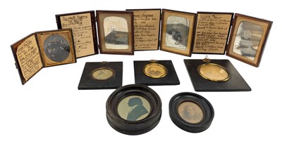 Lot 101 - FOUR EARLY 19TH CENTURY DAGUERREOTYPES ON GLASS PORTRAIT PHOTOGRAPHS & MORE