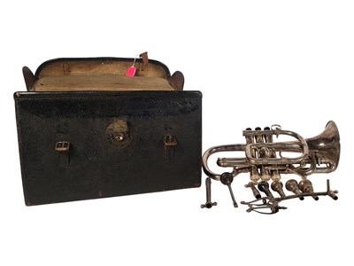 Lot 450 - W. BROWN & SONS - EARLY 20TH CENTURY THREE VALVE SILVER PLATED BRASS CORNET
