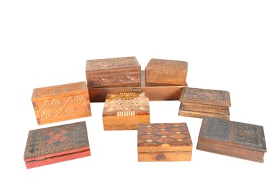 Lot 341 - COLLECTION OF 20TH CENTURY VINTAGE LIDDED WOODEN BOXES