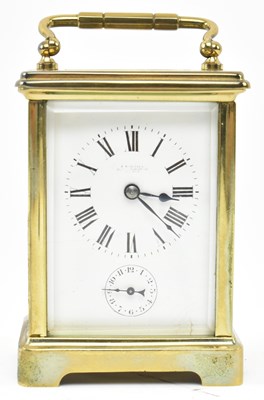Lot 57 - J. GARNIER, PARIS - 19TH CENTURY BRASS & GLAZED CARRIAGE CLOCK