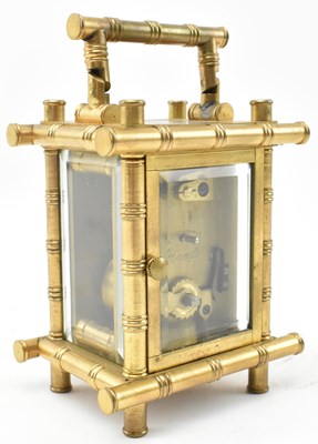 Lot 114 - VICTORIAN AESTHETIC MOVEMENT BRASS BAMBOO CARRIAGE CLOCK