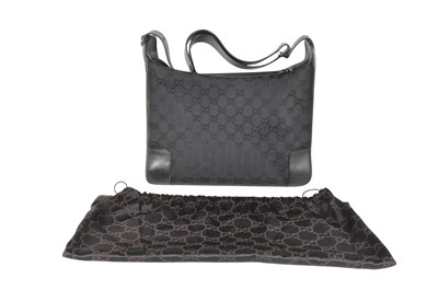 Lot 352 - GUCCI - 1990S DESIGNER BLACK NYLON MONOGRAM SHOULDER BAG
