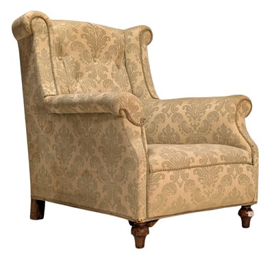 Lot 755 - 19TH CENTURY VICTORIAN QUEEN ANNE STYLE WINGBACK ARMCHAIR