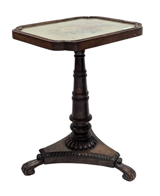 Lot 377 - 19TH CENTURY MAHOGANY TAPESTRY TOP WINE TABLE