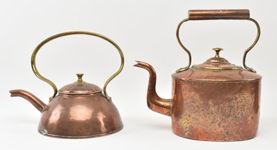 Lot 142 - TWO 18TH CENTURY COPPER WARES & A REGENCY PERIOD KETTLE