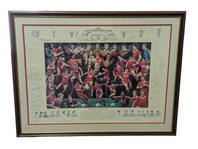 Lot 373 - LEGENDS OF ANFIELD, LIVERPOOL FC - LIMITED EDITION FRAMED PRINT WITH AUTOGRAPHS