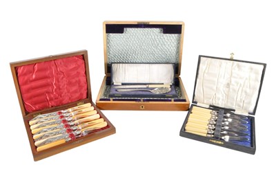 Lot 363 - THREE EARLY 20TH CENTURY BOXED SETS OF SILVER PLATED CUTLERY W CUTLERY BOX