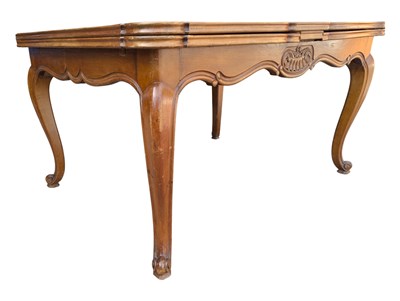 Lot 746 - A FRENCH WALNUT PARQUETRY INLAID REFECTORY DINING TABLE