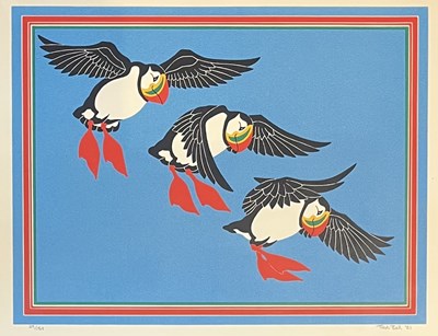 Lot 461 - TASS BELL (20TH CENTURY) - PUFFINS, 1981 - LIMITED EDITION LITHOGRAPH