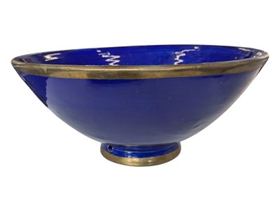 Lot 182 - EARLY 20TH CENTURY MOROCCAN LARGE COBALT BLUE GLAZED EARTHENWARE BOWL