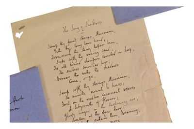 Lot 140 - POETRY - WALTER DE LA MARE (D.1956) - HANDWRITTEN POEM + LETTERS