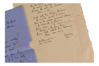 Lot 140 - POETRY - WALTER DE LA MARE (D.1956) - HANDWRITTEN POEM + LETTERS