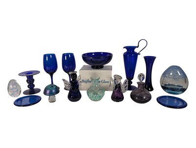 Lot 188 - STUDIO ART GLASS - COLLECTION OF BRISTOL BLUE & CAITHNESS EXAMPLES