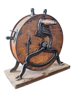 Lot 385 - VICTORIAN OAK VELOCITY BARRELL KNIFE CLEANER