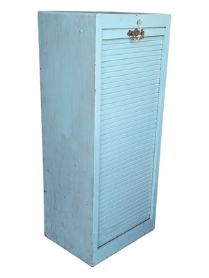 Lot 632 - ART DECO PAINTED TAMBOUR FRONT FILING INDUSTRIAL PEDESTAL CABINET