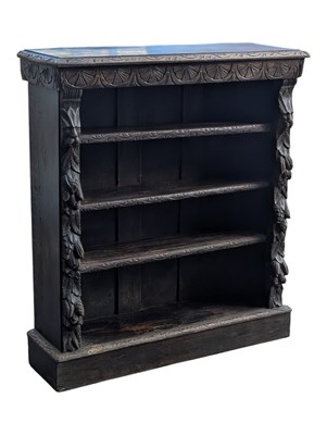 Lot 723 - LATE 19TH CENTURY GOTHIC OAK CARVED GREEN MAN BOOKCASE