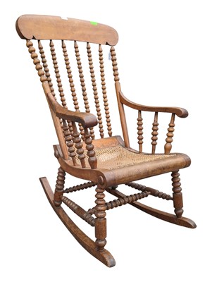 Lot 702 - 19TH CENTURY VICTORIAN FRUIT WOOD WINDSOR ROCKING CHAIR