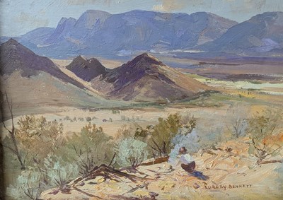 Lot 363 - RUBERY BENNETT (1893-1987) - THE MACDONNELL RANGES, AUSTRALIA - 20TH CENTURY OIL ON BOARD