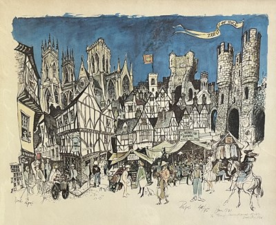 Lot 139 - WILLIAM PAPAS - THE CITY OF YORK, 1971 - LITHOGRAPHIC PRINT ON WOVEN