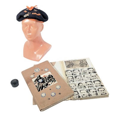 Lot 51 - BRISTOL BULLDOGS BERET WITH BADGES & ALBUMS