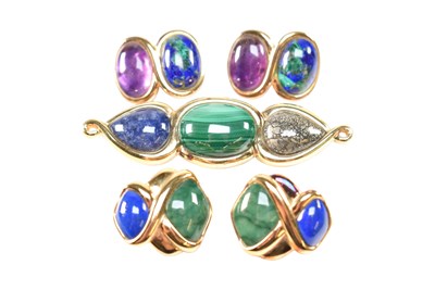 Lot 276 - COLLECTION OF KAI YIN LO SILVER GILT GEMSET EARRINGS & BROOCH