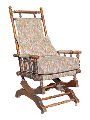 Lot 720 - VICTORIAN 19TH CENTURY MAHOGANY AMERICAN BOSTON ROCKER ARMCHAIR