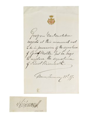 Lot 164 - GERMAN HISTORY - OTTO VON BISMARCK (D.1898) - AUTOGRAPH W/PROVENANCE