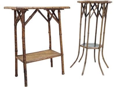 Lot 717 - 19TH CENTURY AESTHETIC MOVEMENT BAMBOO SIDE TABLE & ANOTHER SIMILAR