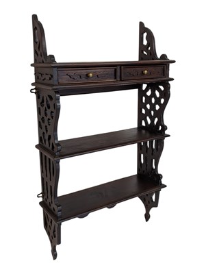 Lot 715 - VICTORIAN REVIVAL MAHOGANY WALL BOOKCASE SHELVES