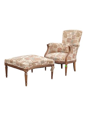 Lot 704 - EARLY 20TH CENTURY CIRCA 1920S CARVED ARMCHAIR W/ MATCHING STOOL