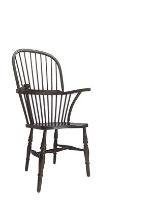 Lot 714 - VICTORIAN 19TH CENTURY ASH & BEECH WINDSOR DOUBLE COMB BACK ARMCHAIR
