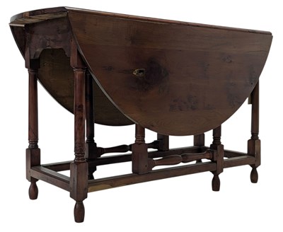 Lot 302 - 18TH CENTURY YEW WOOD GATE LEG DROP LEAF DINING TABLE