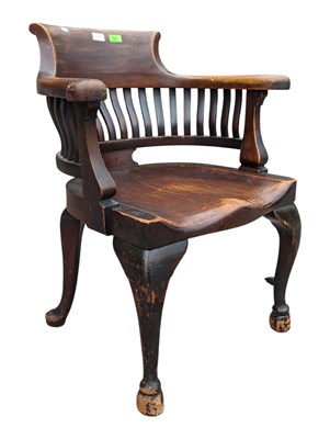 Lot 701 - VICTORIAN 19TH CENTURY REVIVAL FRUITWOOD CAPTAINS OFFICE DESK CHAIR