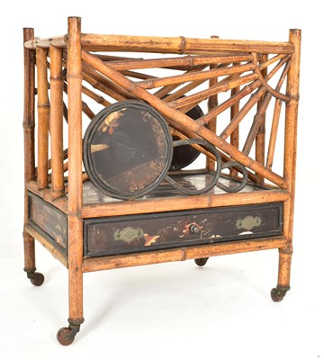 Lot 201 - 19TH CENTURY CHINESE BAMBOO STAND WITH COASTERS 清 竹子报刊架