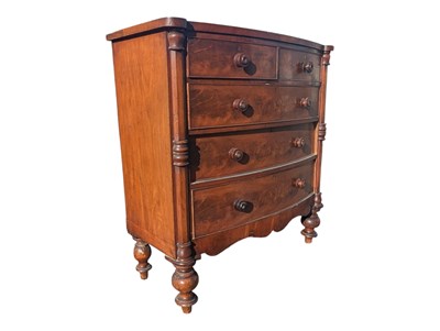 Lot 709 - VICTORIAN 19TH CENTURY MAHOGANY BOW FRONT CHEST OF DRAWERS