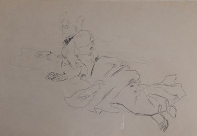 Lot 473 - ARTHUR RACKHAM (1867-1939) - STUDIOUS DEMEANOUR - PENCIL ON PAPER SKETCH DRAWING