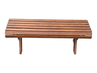 Lot 612 - MID CENTURY TEAK SLATTED STOOL / BENCH
