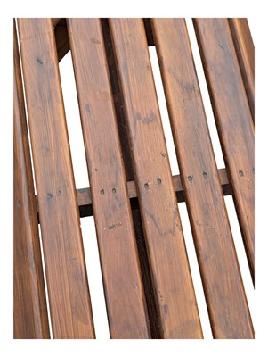 Lot 612 - MID CENTURY TEAK SLATTED STOOL / BENCH