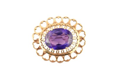 Lot 481 - HALLMARKED 9CT GOLD & SYNTHETIC SAPPHIRE BROOCH PIN