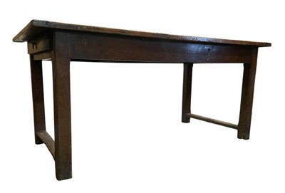 Lot 320 - 18TH CENTURY GEORGE III OAK TWO DRAWER REFECTORY DINING TABLE