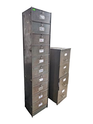 Lot 623 - TALL VINTAGE 20TH CENTURY METAL INDUSTRIAL FILING CABINET